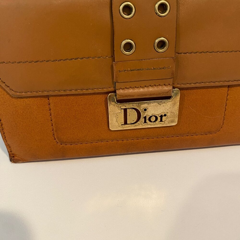 Christian Dior 2002 Calfskin Leather Wallet Brown Gold Hardware 6.5x4‎ - Picture 4 of 11